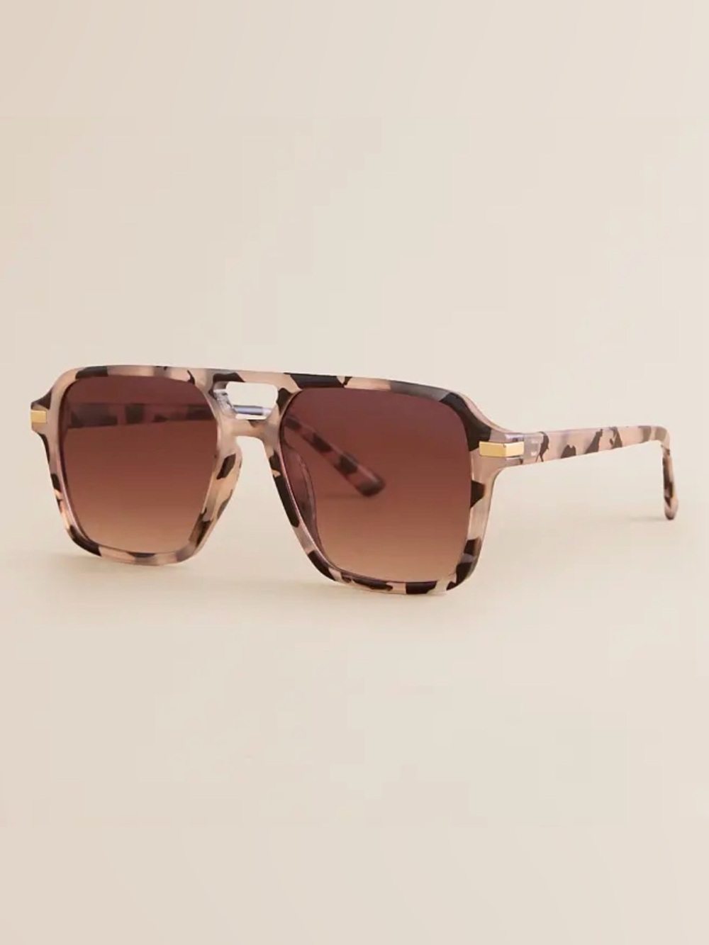 BKE Tortoiseshell Square Aviator Sunglasses - Brown Lenses